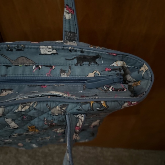 Vera Bradley Vera Large Tote Bag - Cat's Meow - Siamese Cat - Calico White Blue - Picture 7 of 7
